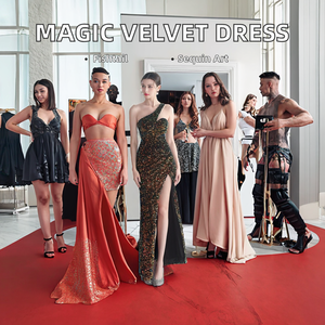 فستان سهرة طويل بحمالات رفيعة وتصميم إمبراطوري مع خصر مرتفع ولون سحري من الشيفون للحفلات وحفلات الزفاف والعشاء - Product Image 2