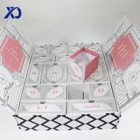 Boîte d'emballage cadeau de beauté faite à la main avec logo personnalisé en gros 25 jours de maquillage calendrier de l'avent papier d'art mat pour stratification et gaufrage