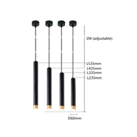 CSLIDO Dimmable Suspension Cylindre Suspension Lampe Nordic Long Tube LED Moderne Cuisine Îlot led suspension moderne en noir