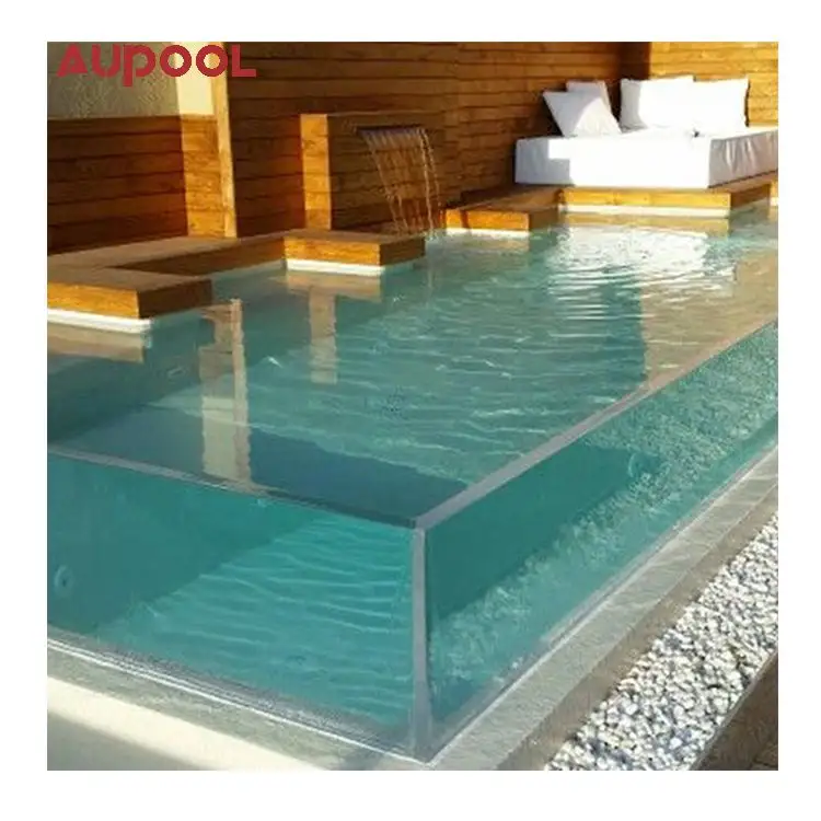 Customization Popular Infinity Edge Clear Thick Acrylic Glass Sheet Aquarium Glass Swimming Pool