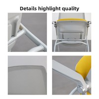 Chaise de conférence pliante avec tablette d'écriture, accoudoirs relevables, roulettes et dossier en maille empilable pour bureau, formation et étudiants