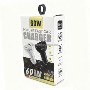 60W <b>USB</b>-<b>C</b> + <b>USB</b> PD & QC3.0 Fast Charging Car Charger with LED Ambient Light for Laptop & Camera - Product Image 4