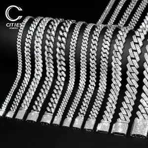 Hip Hop Jewelry 20mm Thick Cuban Link Diamond Necklace For Men Gold Plated Cuban Brass Chain Iced Out Cz Prong Cuban Link Chain