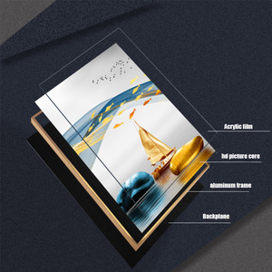 Fabbrica all'ingrosso soggiorno hotel portico decorazione di grandi dimensioni porcellana di cristallo pittura arte parete cornice - Product Image 3