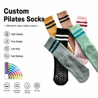 Chaussettes de yoga rayées en jacquard personnalisées de haute qualité avec logo pour femmes et enfants, chaussettes de Pilates antidérapantes, chaussettes de sport