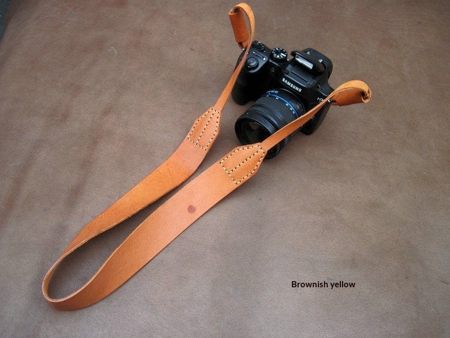 Customization LOGO Handmade Top Layer Cowhide Leather Vintage SLR Camera Strap Brown Tan Model BD CN