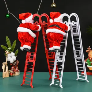 圣诞玩具2023电动音乐圣诞老人爬梯圣诞礼物人物摆件圣诞装饰品圣诞老人条款玩具