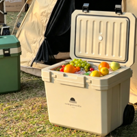 Nouvelle conception, glacière à roulettes grande capacité 48L pour camping extérieur, moulée par injection sur mesure, avec roues