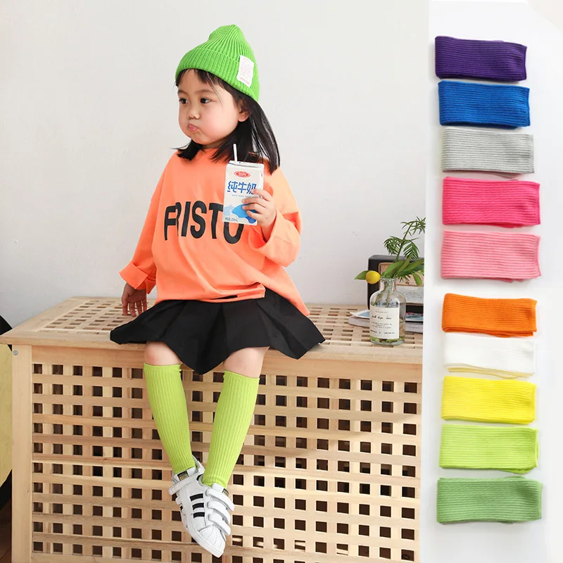 Spring autumn baby knitted long socks candy color baby girls fashion knee high socks