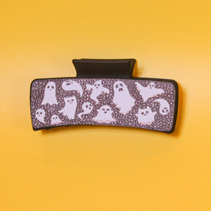 Pince à cheveux rectangulaire en similicuir avec imprimé fantôme et citrouille pour Halloween, accessoires de coiffure pour fêtes et festivals - Product Image 4
