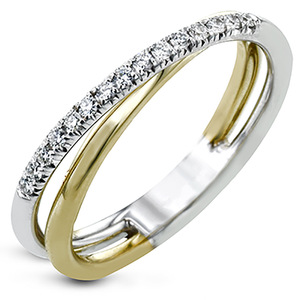 Anillo de Diamantes de Oro Blanco para Mujer F794, Corte Brillante Redondo, Color G Natural, Anillo de Bodas de Dos Tonos en Oro de 14K - Product Image 1