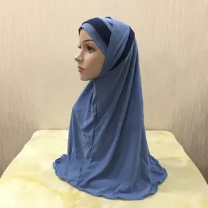 2021 Yiwu direct selling Muslim gauze kerchief hat two-piece hijab bottomed hat plus outer hat adult scarf