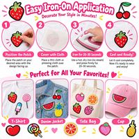 Groothandel Schattige Fruit Snoep Geborduurde Patch Aardbei Watermeloen Kers Lollipop IJslolly Strijk-op Naai Borduurpatch