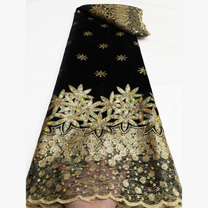 <span class=keywords><strong>NiAi</strong></span> nigérian broderie dentelle africaine luxe paillettes velours Tulle dentelle Net dentelle pour robe de mariée - Product Image 2