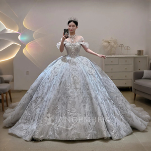 Vestido de Novia de Lujo con Lentejuelas Brillantes y Pedrería, Vestido de Novia con Falda Voluminosa, Vestido de Novia para Catedral Lsjj57 Jancember - Product Image 3