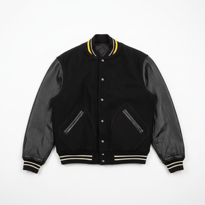 Los mejores fabricantes y proveedores, chaqueta universitaria de manga de cuero personalizada para mujer, chaquetas universitarias con cuello levantado de Color en contraste para mujer - Product Image 1