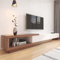 Moderner Ausziehbarer TV-Schrank aus Walnussholz Minimalistischer Massivholz-Medienständer für Wohnzimmer Kleine Wohnung Aufbewahrungskonsole