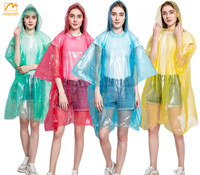 Poncho de pluie jetable promotionnel avec logo imprimé Vêtements de pluie à capuche pour une personne pour les activités de plein air comme la randonnée