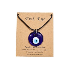 Collana con Ciondolo Etnico in Vetro Blu Retrò con Catena in Bambù, <span class=keywords><strong>Occhio</strong></span> Blu Rotondo da 3 cm, Bestseller Transfrontaliero - Product Image 5