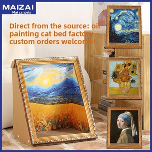 Casetta per Gatti Stile Pittura a Olio Retrò con Tiragraffi e Giocattolo, Utilizzabile in Tutte le Stagioni, Cornice Portafoto - Product Image 2