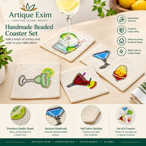 Square Textile <b>Coasters</b> with Embossed Cocktail Designs, Decorative <b>Drink</b> <b>Coasters</b> for Party, Bar, Table, Dining & Home Decor Fi - Product Image 1