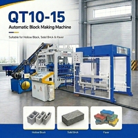 Machine à fabriquer des briques en béton contrôlée par PLC à haut rendement QT10-15, ligne de production de pavés entièrement automatique