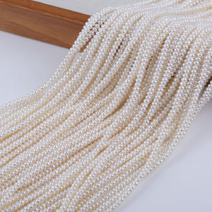 Perles d'eau douce naturelles recyclées de Zhuji, 3-4 mm, en vrac, semi-finies, pour collier DIY, accessoires avec trou central - Product Image 2