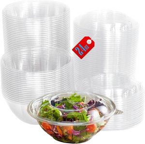 Bol à salade rond transparent jetable de 24 oz en plastique haute transparence pour Poke Bowl - Product Image 1
