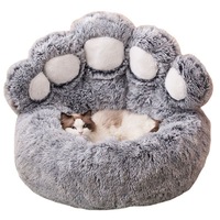 Grand lit de luxe pour chien confortable coussin pour animaux de compagnie pour chiens chats forme de patte avec longue peluche fausse fourrure Design chaud produits exclusifs pour chiens