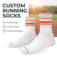 Chaussettes de sport à rayures personnalisées avec logo, mi-mollet, compression, pour marathon et entraînement sur piste