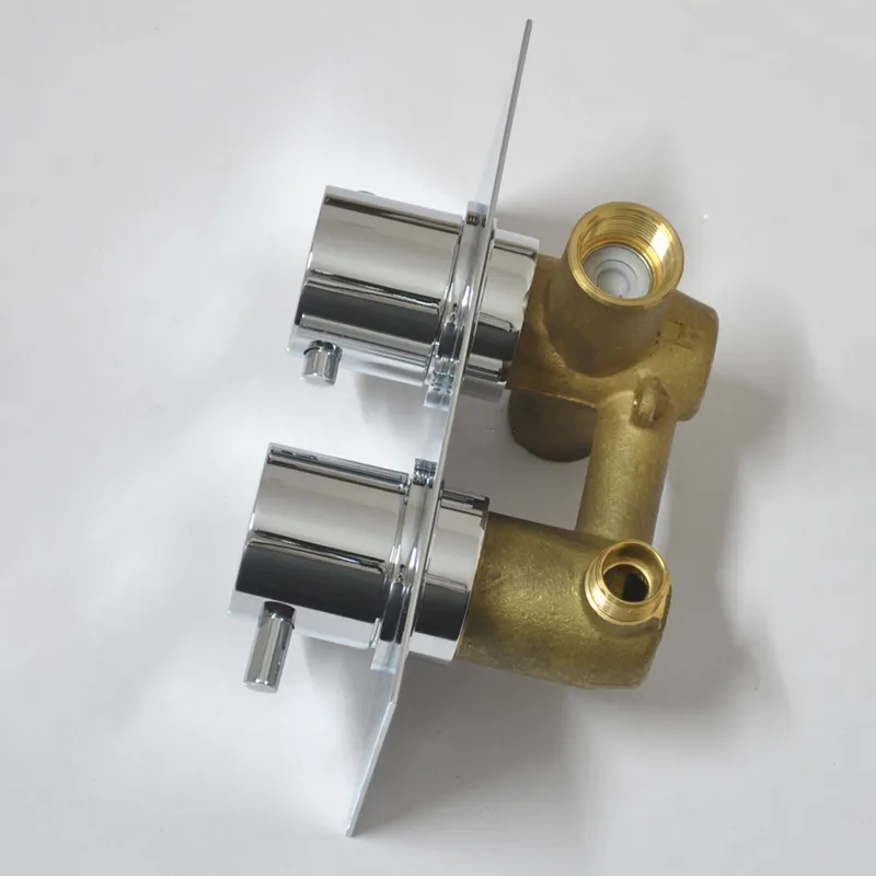 Скрытый термостатический душевой клапан смеситель кран круглый 2 циферблата 2 направления