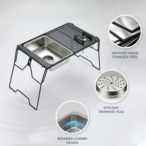 Campingmoon, lavabo cuadrado portátil ligero, fregadero de cocina de acero inoxidable para mesa de <span class=keywords><strong>camping</strong></span> - Product Image 4
