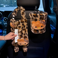 Boîte à mouchoirs de voiture de luxe à imprimé léopard, support en peluche pour papier, accessoire créatif et mignon pour siège arrière pour filles, décoration intérieure douce pour voiture