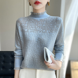 Boutique all'ingrosso 2025 primavera nuovo maglione da <span class=keywords><strong>donna</strong></span> con giunture di <span class=keywords><strong>pizzo</strong></span> alla moda - Product Image 2