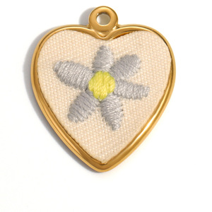 SUMMLY Ciondoli Vintage a Forma di <span class=keywords><strong>Cuore</strong></span> Ovale con Fiori, Placcati in <span class=keywords><strong>Oro</strong></span> 18K, Charm in Acciaio Inossidabile, Gioielli alla Moda - Product Image 5