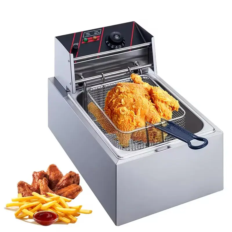 Friteuse électrique commerciale 5.5L panier de friteuse à huile 81 friteuse à huile température constante automatique 2500W peut faire frire du poulet