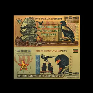 جديد تريليون يوتاليليون دولار زيمبابوي مطلية بالذهب أوراق نقدية بلون جميل