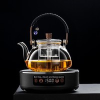 Bouilloire électrique en verre et ensemble théière résistant aux hautes températures, capacité 900 ml, design frais et naturel, préparation tout-en-un