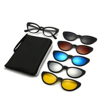 Солнцезащитные очки UNOC Hot Sale PC 5-в-1 с магнитными клипсами, полноразмерные, с защитой от ультрафиолета UV400, унисекс, модные.