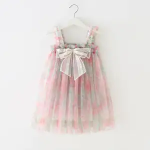 Big Strik Hemdje Bovenkleding Jurk Voor Baby Meisje Thuis Kleding Voile Zomer Jurk Doek Kids Mini Rok Baby Jurken 1 Jaar Meisje