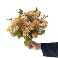 Bunga Mawar Sutra Buatan Krisan Peony Hydrangea Rangkaian Bunga Palsu Buket Dekorasi Ruang Tamu Pernikahan Pengantin