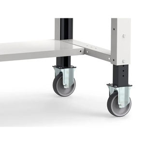 Fami Work 150cm banco de trabajo gris con ruedas, tapa de madera y cajón - Product Image 2