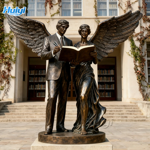 Giardino esterno statue di angelo decorativo, bronzo a grandezza naturale in ottone fuso alato Figure sculture - Product Image 5