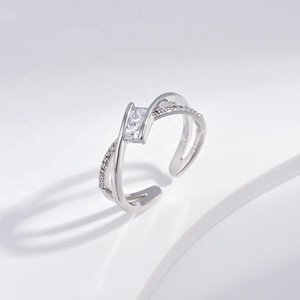 Anillo de plata de ley 925 chapado en oro con circonita, joyería fina, piedra natural, anillos geométricos cruzados chapados en oro, precio de fábrica. - Product Image 1