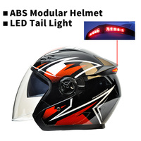 Nouveaux casques de moto ABS à double visière, casque modulable, logo personnalisé, casque avec feu arrière LED, homologué DOT, vente en gros d'usine