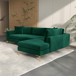 Sang trọng hiện đại nhung <span class=keywords><strong>sofa</strong></span> với Chaise 2-mảnh thiết lập cắt ghế chần thấp trở lại <span class=keywords><strong>Sofa</strong></span> Bộ l-hình dạng phòng khách ghế <span class=keywords><strong>sofa</strong></span> - Product Image 6