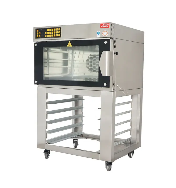 Máquina de panadería Industrial, horno de vapor de convección eléctrica con estante, estufa de aire caliente, 4 cubiertas