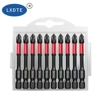 LXD Lot de 10 embouts de tournevis cruciformes en acier S2 de qualité industrielle, 65 mm, pointe magnétique, oxyde noir, résistants aux chocs, support OEM/ODM