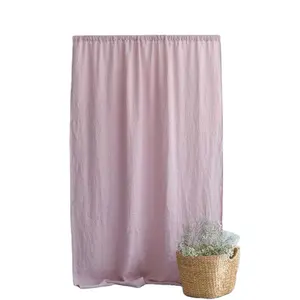 Luxury Linen Sheer Curtains Fabric 100% Natural Washed Pink Linen Fabrics Voile Curtains