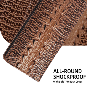 Étui à rabat en cuir véritable de crocodile de qualité supérieure avec fentes pour cartes, antichoc et fermeture magnétique pour <span class=keywords><strong>iPhone</strong></span> 17 16 <span class=keywords><strong>Pro</strong></span> 15 14 <span class=keywords><strong>Pro</strong></span> <span class=keywords><strong>Max</strong></span> - Product Image 5